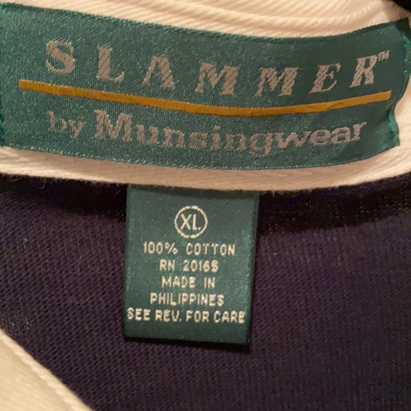 NWT SLAMMER by MUNSINGWEAR HIGH END MENS SHOP - WHITE COLLAR STRIPE LS POLO - Picture 3 of 9